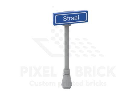 LEGO&reg; Tile 1x3 Blue Straatnaam + Paal