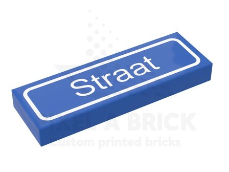 LEGO&reg; Tile 1x3 Blue Straatnaam + Paal