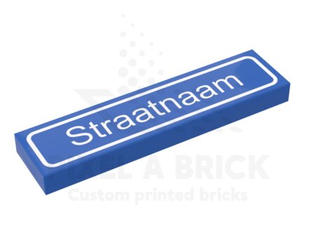 LEGO&reg; Tile 1x4 Blue Straatnaam + Paal