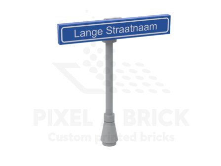 LEGO&reg; Tile 1x6 Blue Straatnaam + Paal