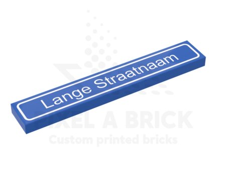 LEGO&reg; Tile 1x6 Blue Straatnaam + Paal