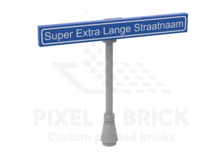 LEGO&reg; Tile 1x8 Blue Straatnaam + Paal