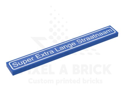 LEGO&reg; Tile 1x8 Blue Straatnaam + Paal