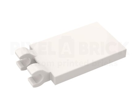 LEGO&reg; Tile Modified 2x3 with 2 Open O Clips White Bedrukken