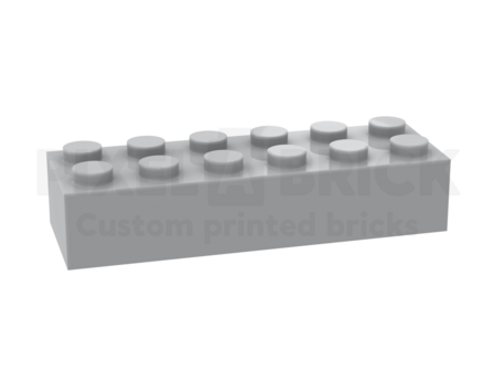 ✐ Brick 2x6 Light Gray Bedrukken 2456