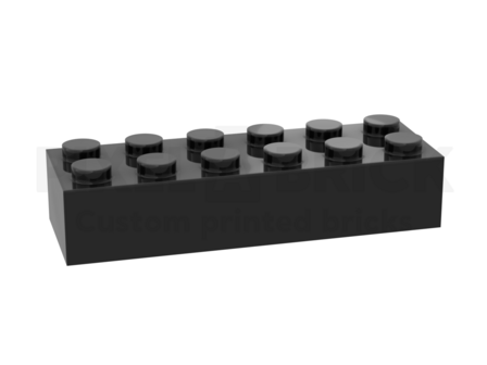 ✐ Brick 2x6 Black Bedrukken 2456