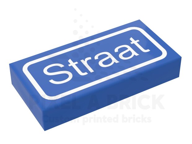 LEGO® Tile 1x2 Blue Straatnaam + Paal