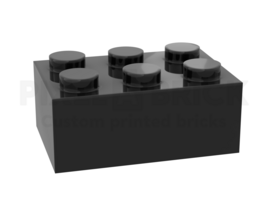 ✐ Brick 2x3 Black Bedrukken 3002